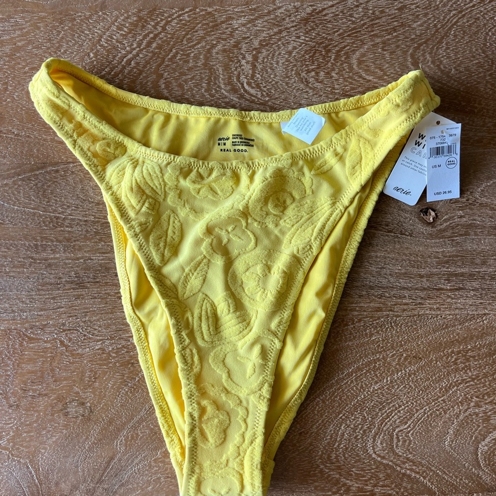 Aerie Yellow Textured Bikini Bottom